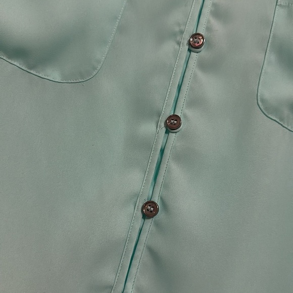 Maurices Teal Blouse with Elegant Design size large - Picture 3 of 5